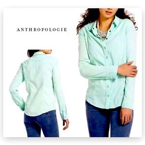 Anthropologie Holding Horses Western Mint Green Snap Front Size 6, EUC